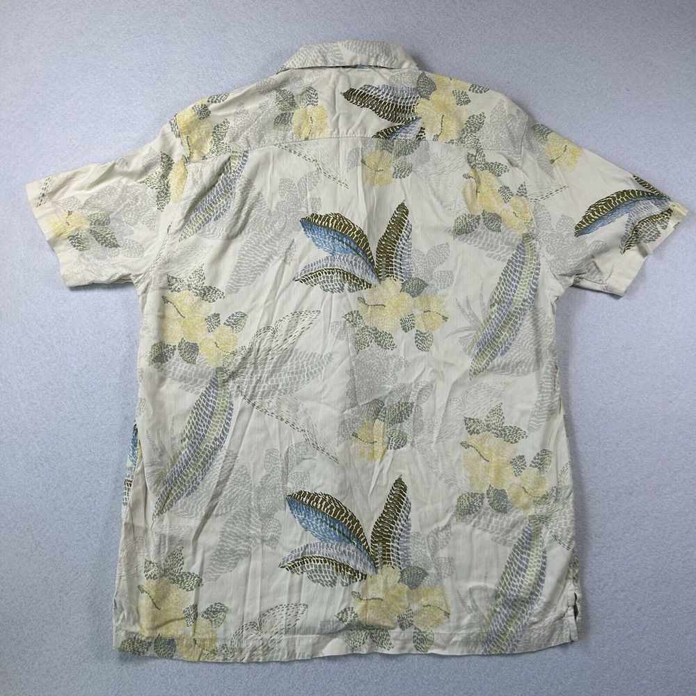 Tommy Bahama Shirt Mens Large Yellow Hawaiian Floral 100% Silk Tropical Summer - Picture 3 of 8